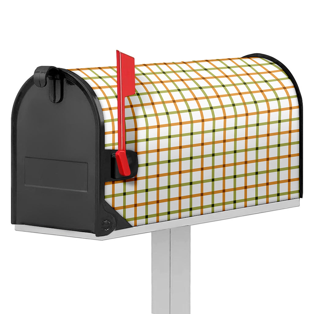 Green And Orange Tattersall Print Mailbox Cover