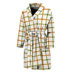 Green And Orange Tattersall Print Men's Bathrobe