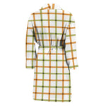 Green And Orange Tattersall Print Men's Bathrobe