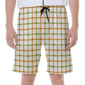 Green And Orange Tattersall Print Men's Beach Shorts