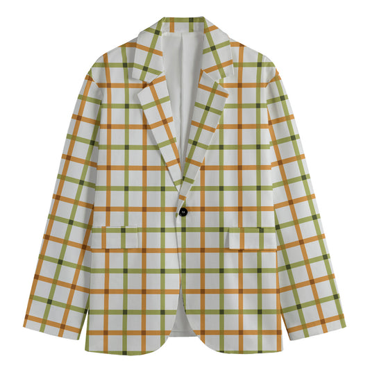 Green And Orange Tattersall Print Men's Blazer