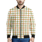 Green And Orange Tattersall Print Men's Bomber Jacket