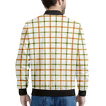 Green And Orange Tattersall Print Men's Bomber Jacket