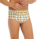 Green And Orange Tattersall Print Men's Briefs