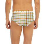 Green And Orange Tattersall Print Men's Briefs
