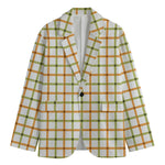 Green And Orange Tattersall Print Men's Cotton Blazer