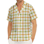 Green And Orange Tattersall Print Men's Deep V-Neck Shirt