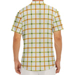 Green And Orange Tattersall Print Men's Deep V-Neck Shirt