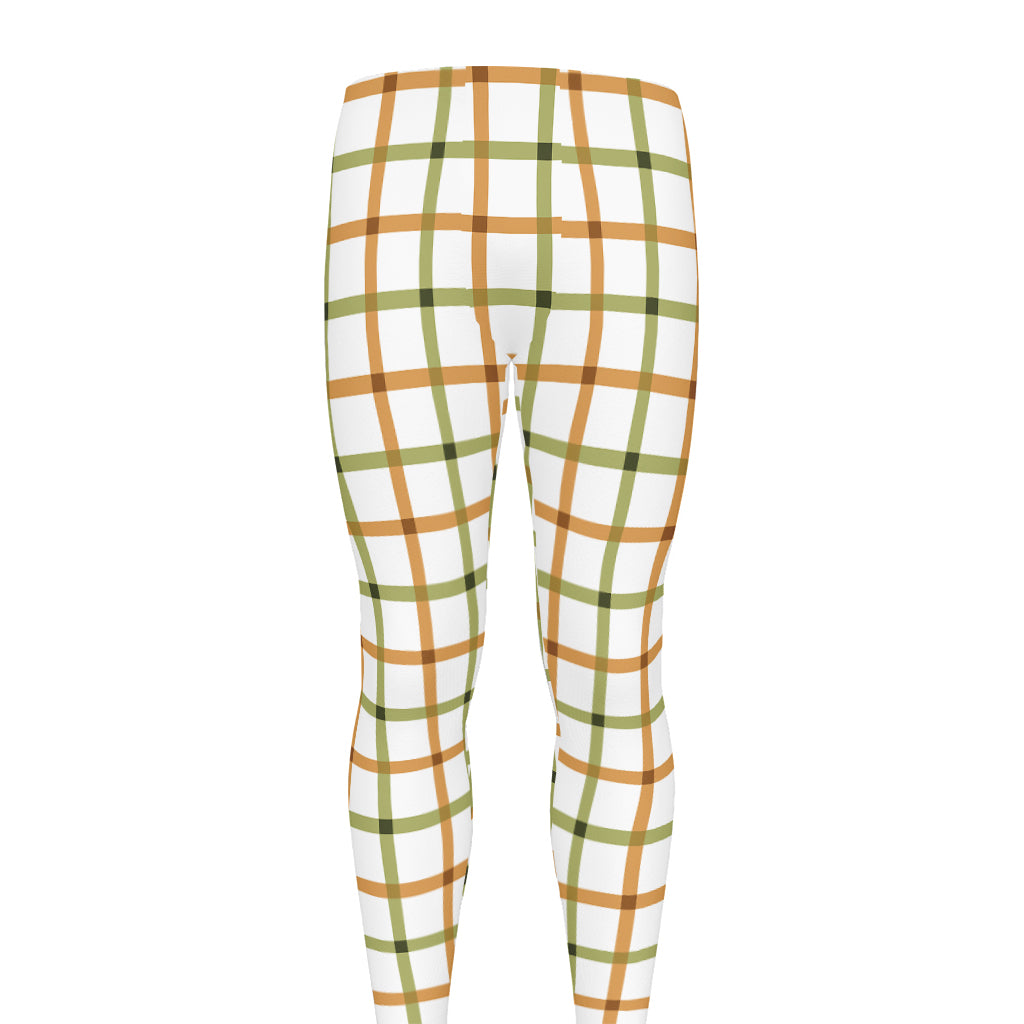Green And Orange Tattersall Print Men's leggings