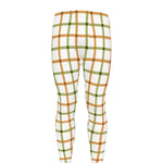 Green And Orange Tattersall Print Men's leggings