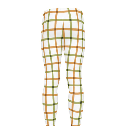 Green And Orange Tattersall Print Men's leggings