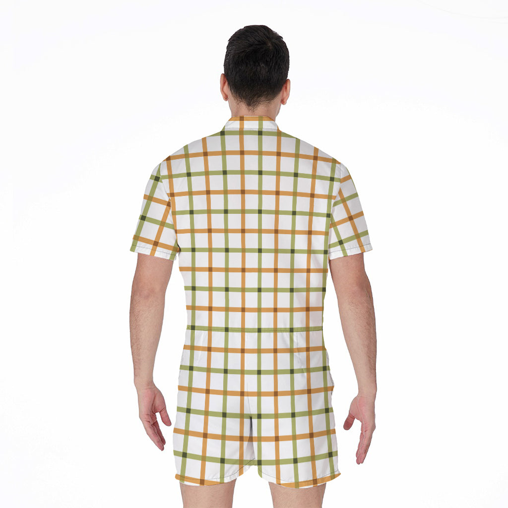 Green And Orange Tattersall Print Men's Rompers