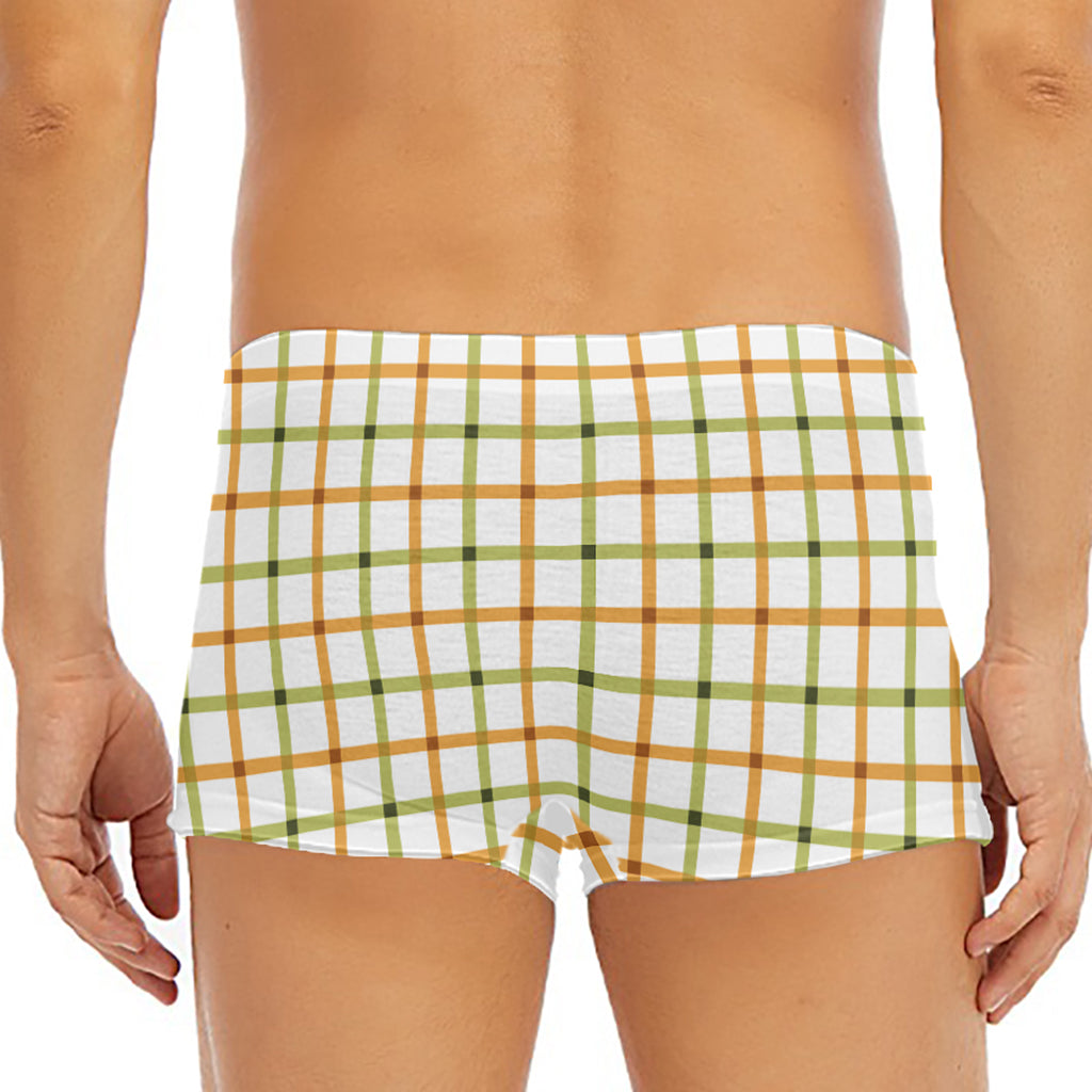 Green And Orange Tattersall Print Men's Short Boxer Briefs