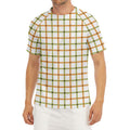 Green And Orange Tattersall Print Men's Short Sleeve Rash Guard