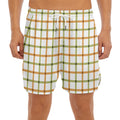 Green And Orange Tattersall Print Men's Split Running Shorts