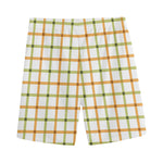 Green And Orange Tattersall Print Men's Sports Shorts