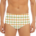Green And Orange Tattersall Print Men's Triangle Swim Briefs