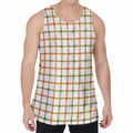 Green And Orange Tattersall Print Men's Velvet Tank Top