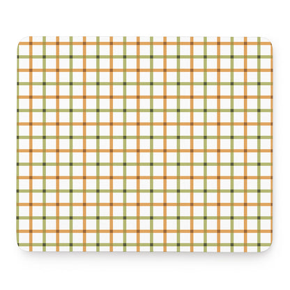 Green And Orange Tattersall Print Mouse Pad