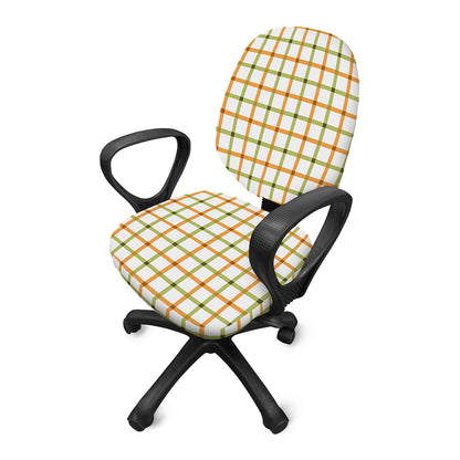 Green And Orange Tattersall Print Office Chair Cover