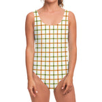 Green And Orange Tattersall Print One Piece Swimsuit