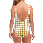 Green And Orange Tattersall Print One Piece Swimsuit