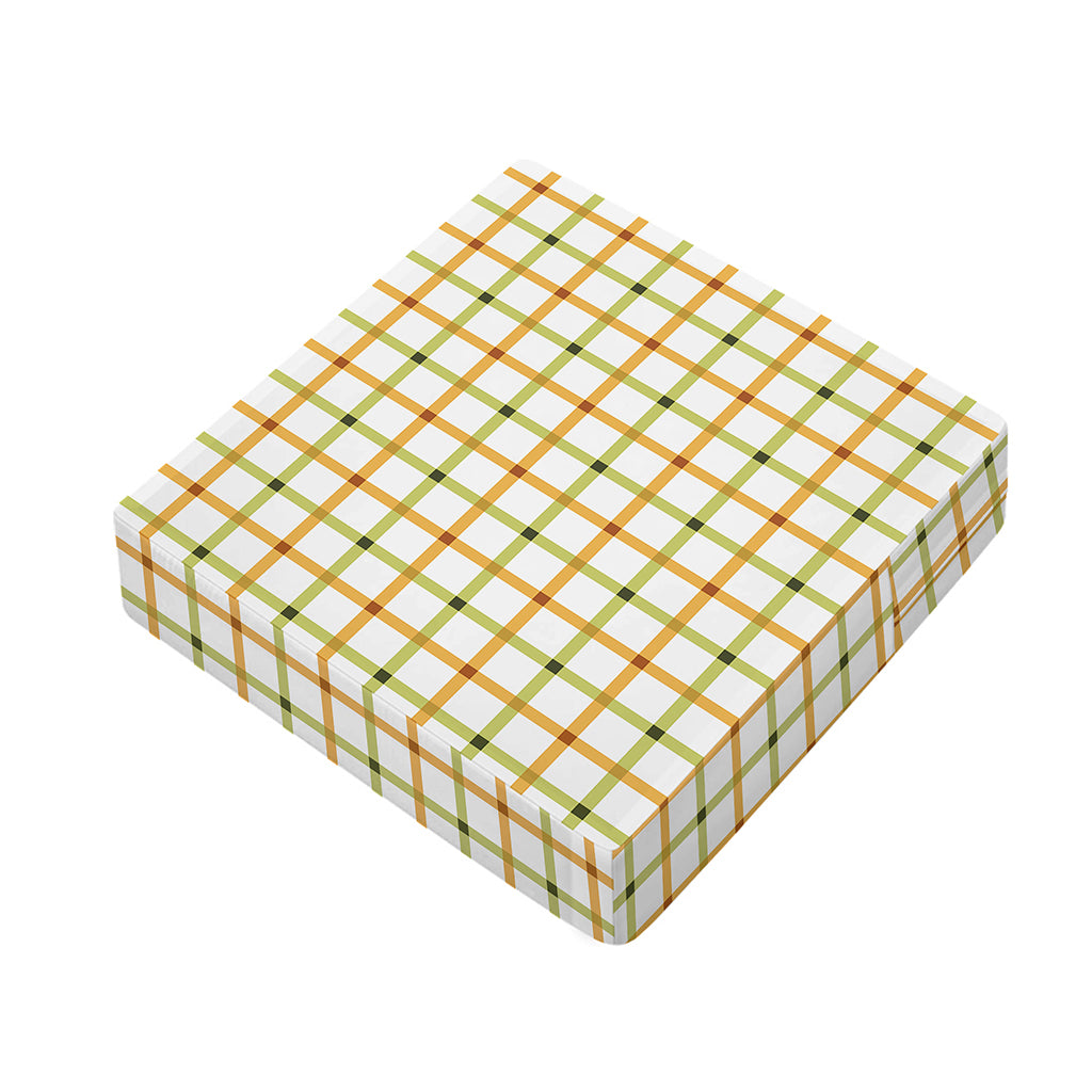 Green And Orange Tattersall Print Outdoor Seat Cushion Cover