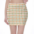 Green And Orange Tattersall Print Pencil Mini Skirt