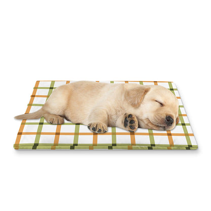 Green And Orange Tattersall Print Pet Cooling Mat Cover