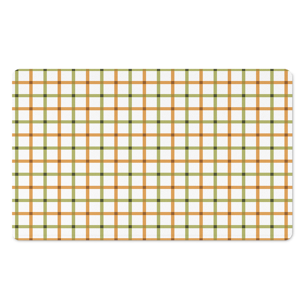 Green And Orange Tattersall Print Polyester Doormat