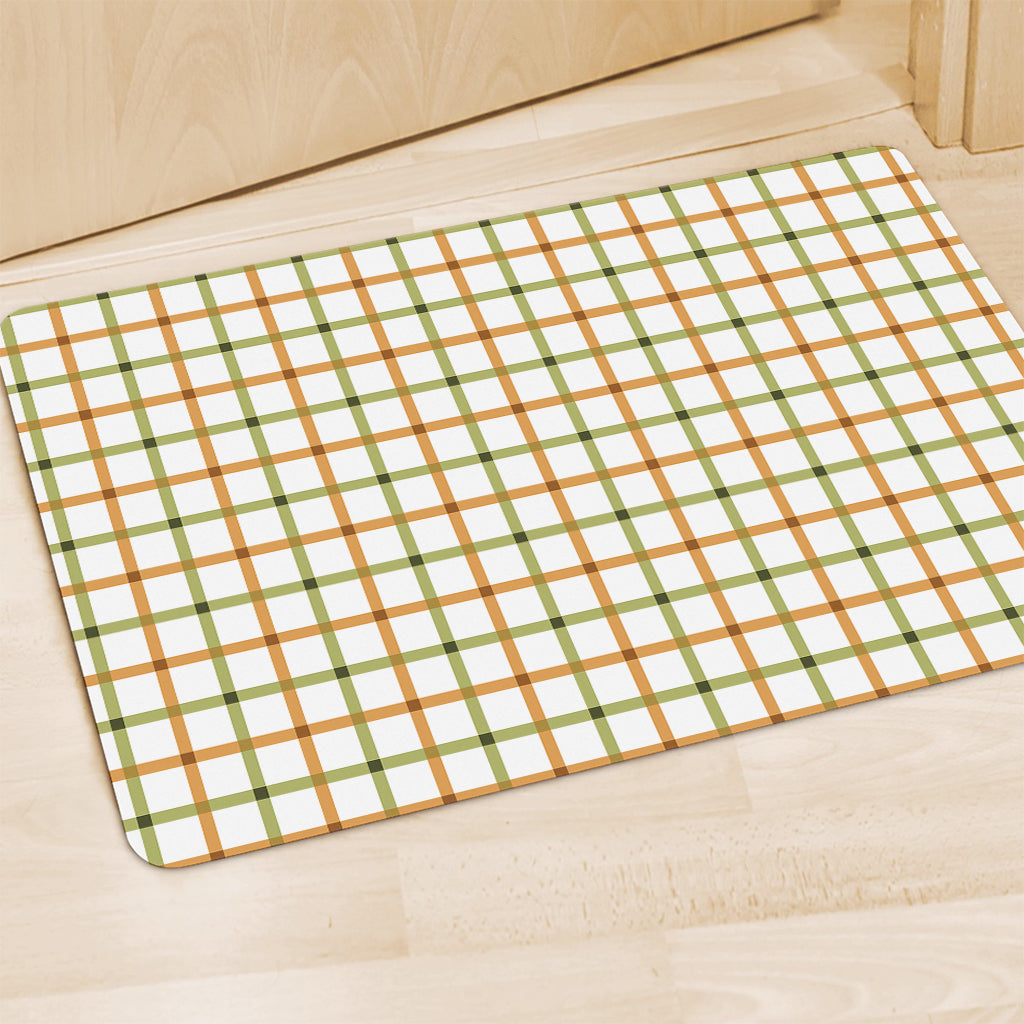 Green And Orange Tattersall Print Polyester Doormat