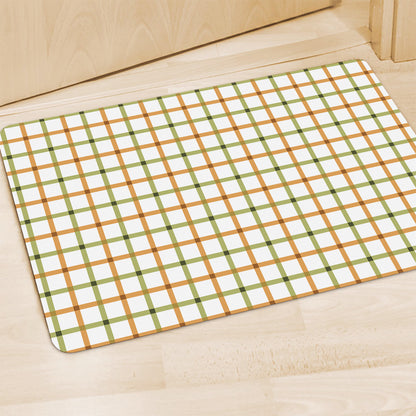 Green And Orange Tattersall Print Polyester Doormat