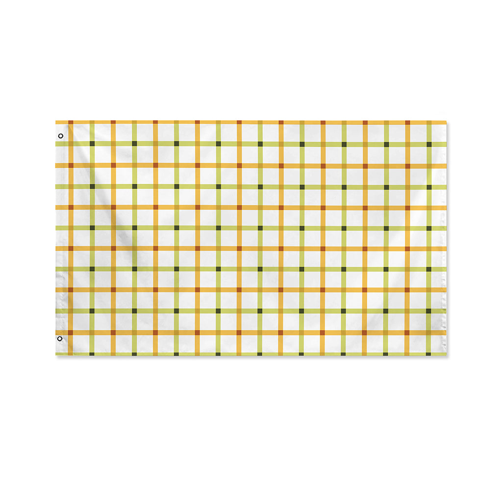 Green And Orange Tattersall Print Polyester Flag