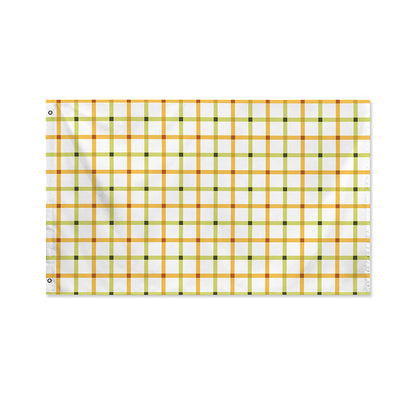 Green And Orange Tattersall Print Polyester Flag