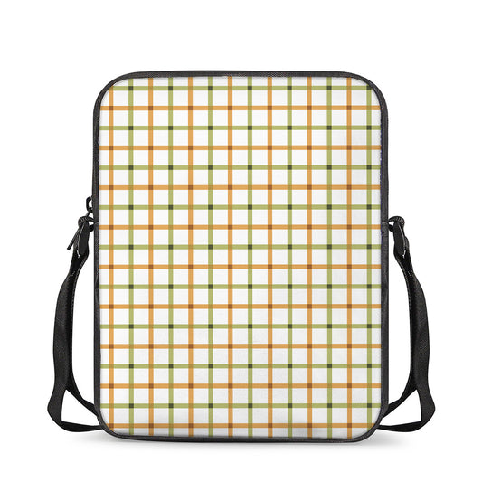 Green And Orange Tattersall Print Rectangular Crossbody Bag