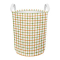 Green And Orange Tattersall Print Round Laundry Basket