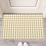 Green And Orange Tattersall Print Rubber Doormat