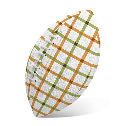 Green And Orange Tattersall Print Rugby Ball