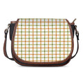 Green And Orange Tattersall Print Saddle Bag