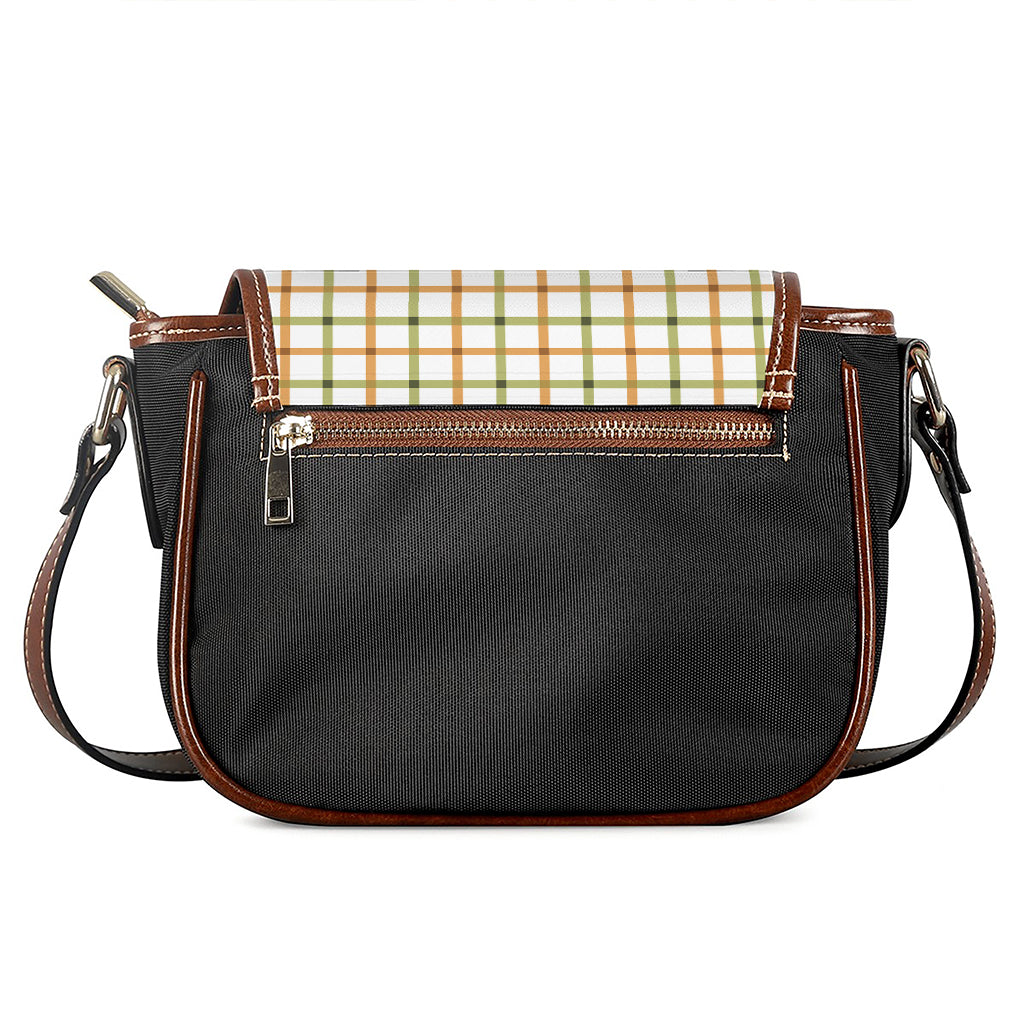 Green And Orange Tattersall Print Saddle Bag