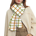 Green And Orange Tattersall Print Scarf