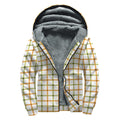 Green And Orange Tattersall Print Sherpa Lined Zip Up Hoodie