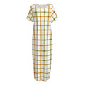 Green And Orange Tattersall Print Short Sleeve Long Nightdress