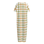 Green And Orange Tattersall Print Short Sleeve Long Nightdress