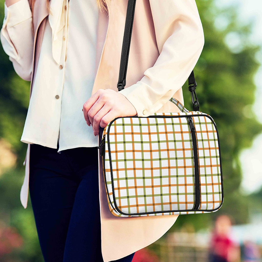 Green And Orange Tattersall Print Shoulder Strap Bible Bag
