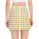 Green And Orange Tattersall Print Side Slit Mini Skirt