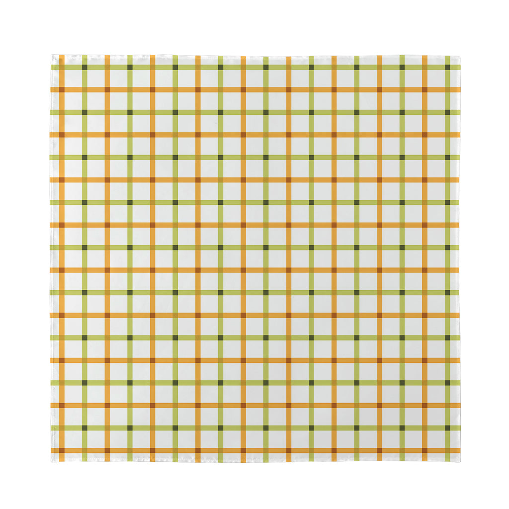 Green And Orange Tattersall Print Silk Bandana