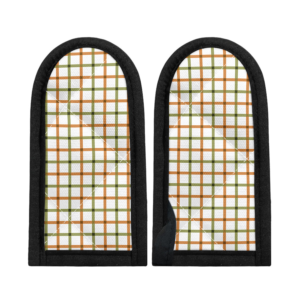 Green And Orange Tattersall Print Skillet Handle Cover