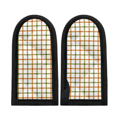Green And Orange Tattersall Print Skillet Handle Cover