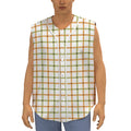 Green And Orange Tattersall Print Sleeveless Baseball Jersey